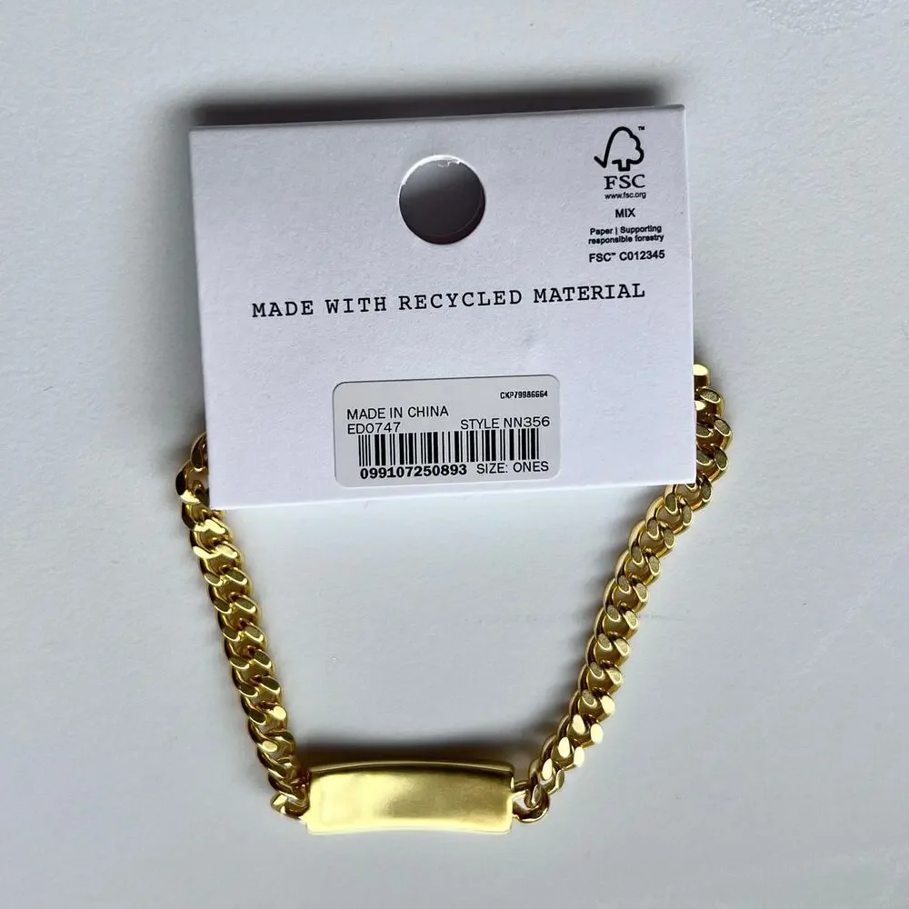 NWT Madewell Gold Chunky Bar Chain Bracelet